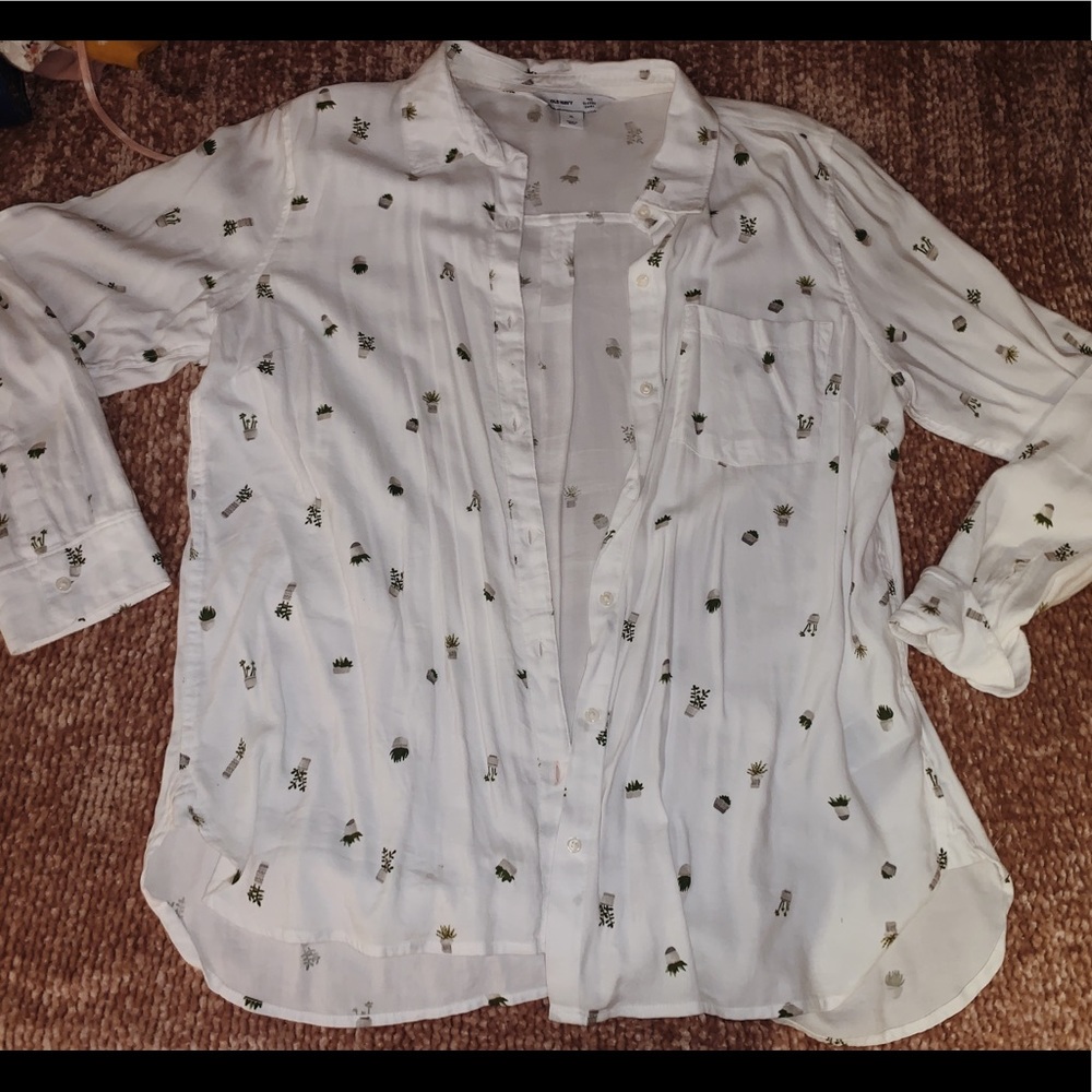cute succulent/plant button up